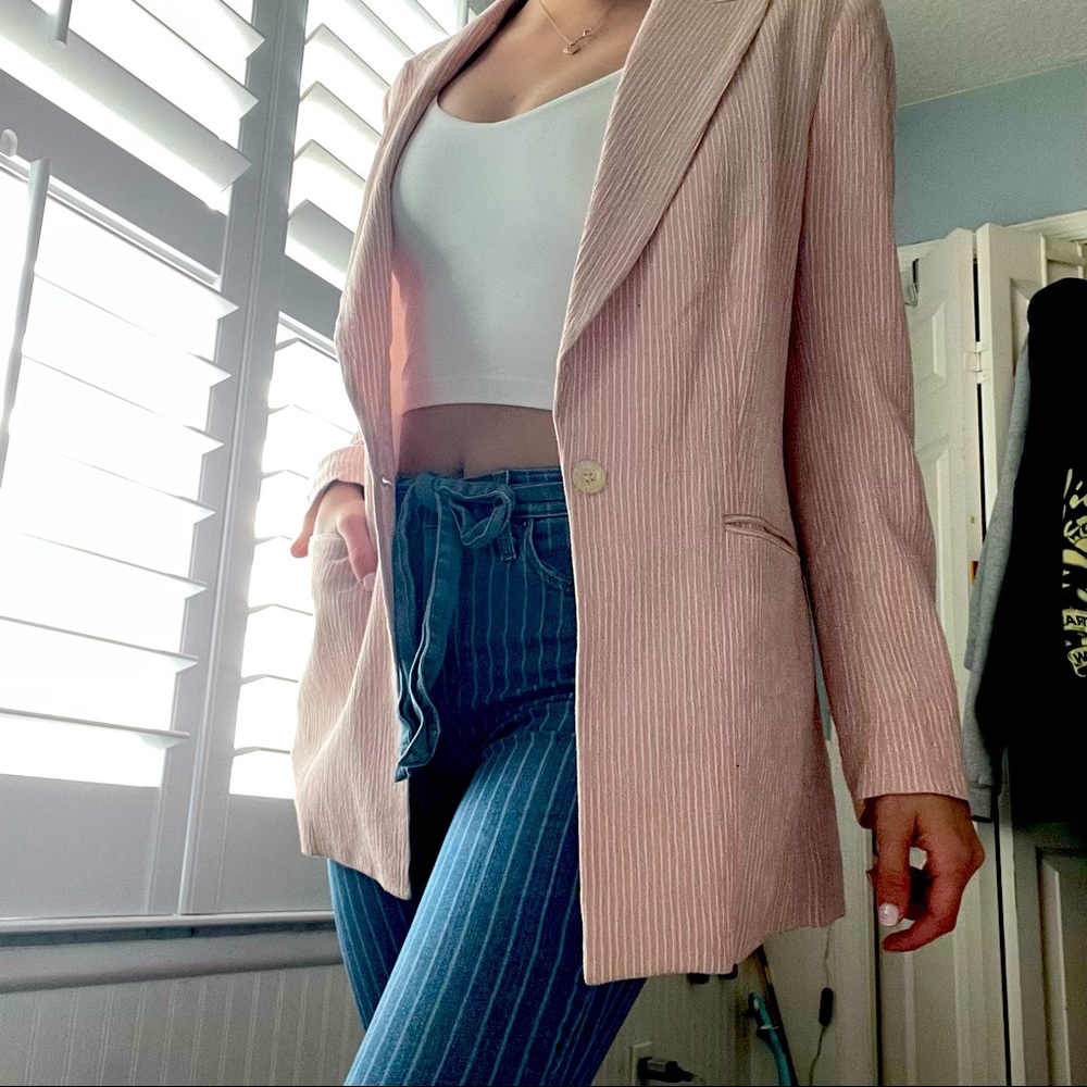 H&M Pinstripe Pink Blazer